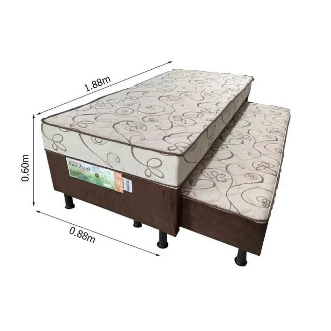 Colchobox Solteiro Ortopédico Sonho Bom Multicores c/Cama Aux.88x188x60 N. Sonho