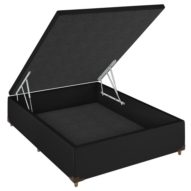 Base Box Baú Casal 138x188x43 Veludo preto Prime