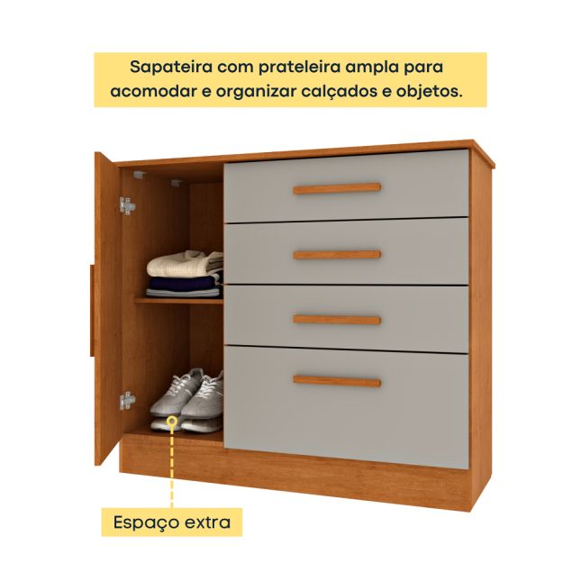 Cômoda Chicago 4 gavetas 1 porta Tcil
